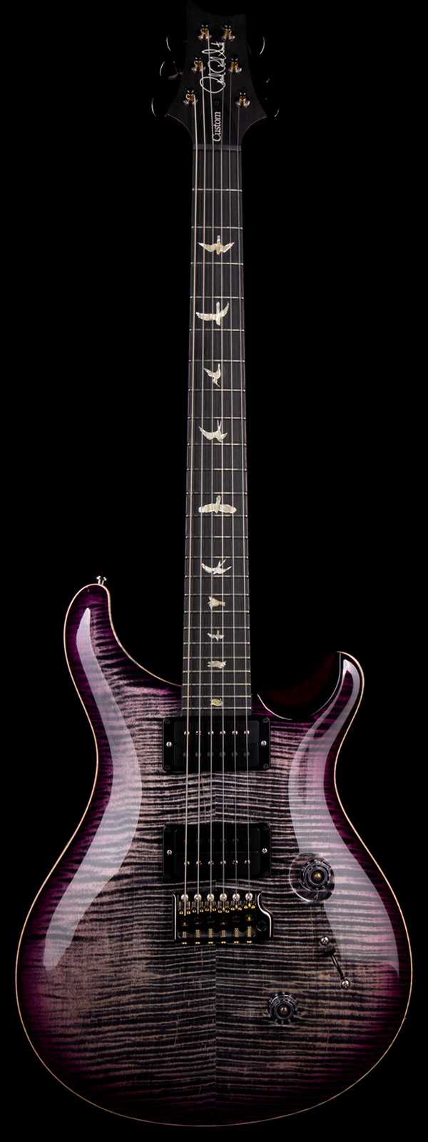 PRS Wood Library Custom 24 Vampire Roasted Flame Maple Neck Ebony Board Charcoal Purple Burst