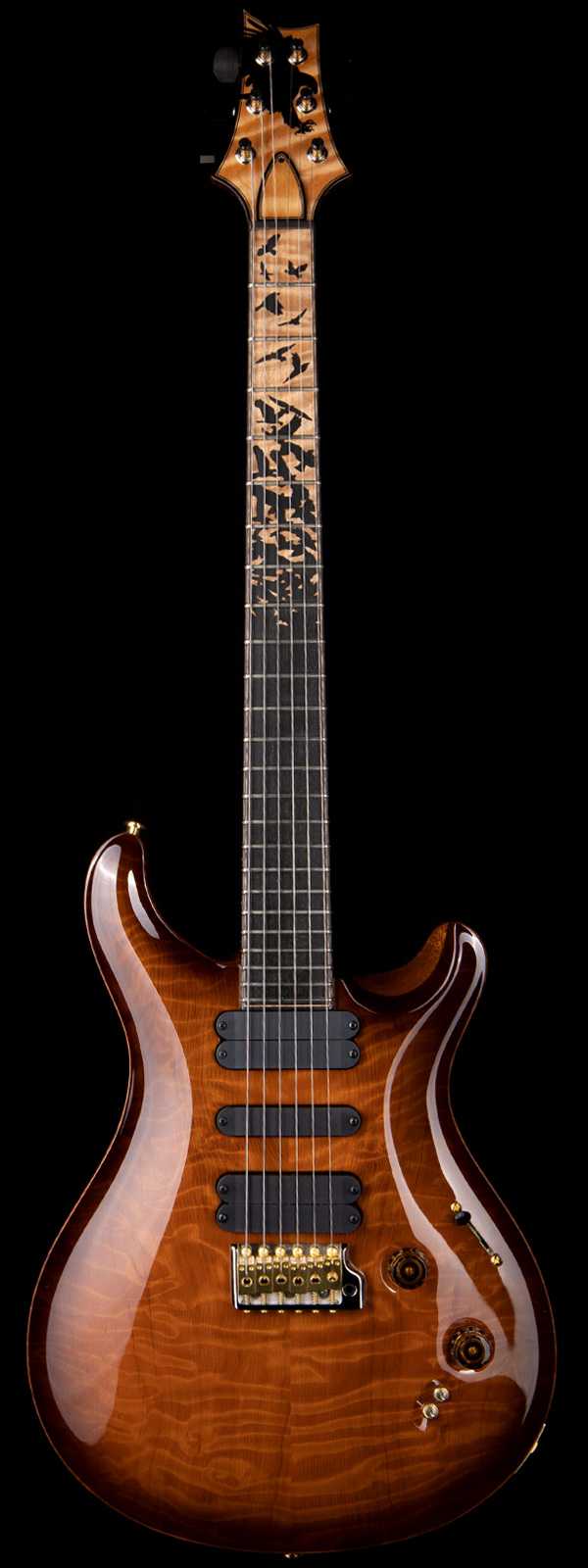 PRS Private Stock 8434 509 Semi-Hollow Figured Redwood Burl Top Quilted Maple/Ebony Board Smoked Burst