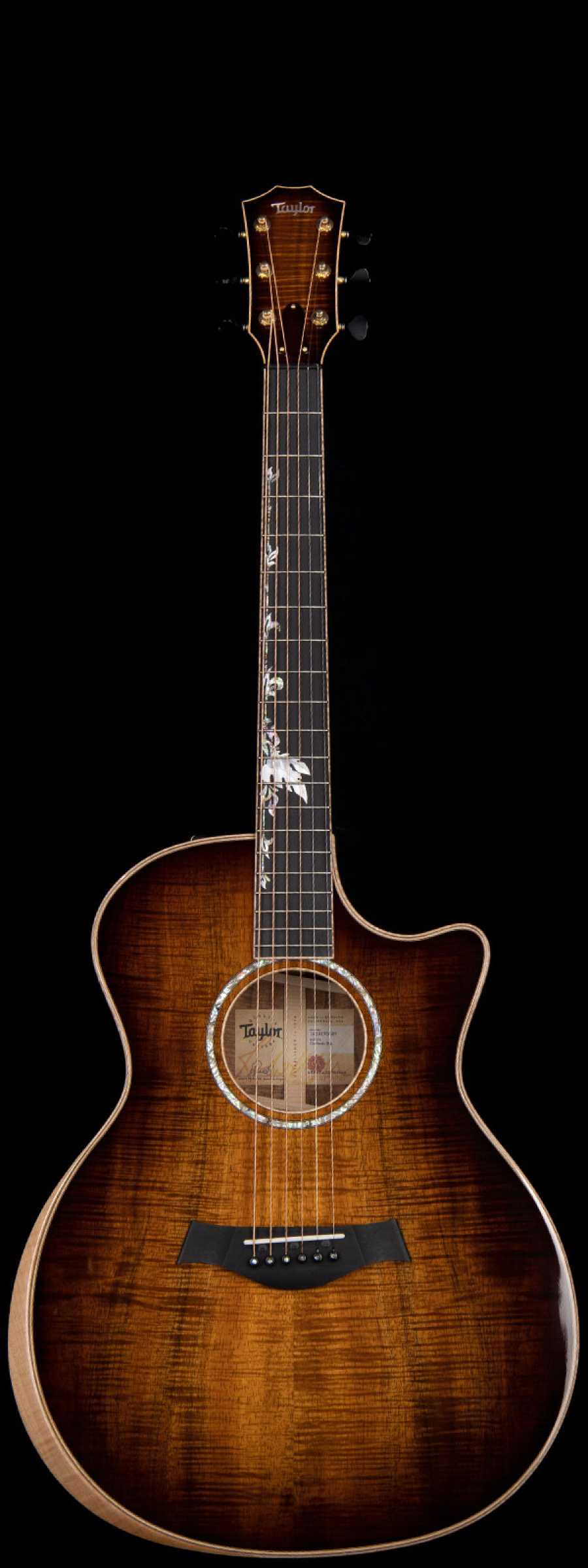 Taylor Custom Grand Auditorium Aa Hawaiian Koa Top Acoustic Electric Shaded Edgeburst Wildcat