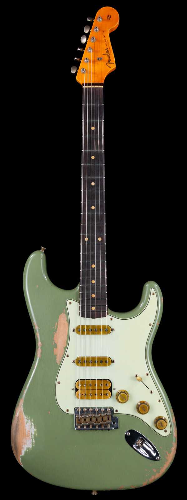 Fender Custom Shop Alley Cat 2.0 Stratocaster Heavy Relic HSS Rosewood Board Vintage Trem Faded Drab Green