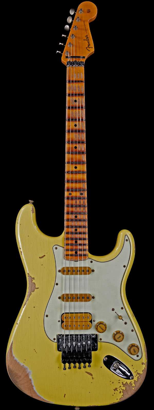 Fender Custom Shop Alley Cat Stratocaster Heavy Relic HSS Floyd Rose Maple Board Graffiti Yellow