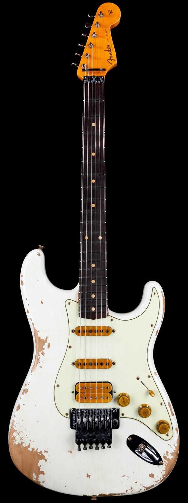 Fender Custom Shop Alley Cat Stratocaster Heavy Relic HSS Floyd Rose Rosewood Board Olympic White