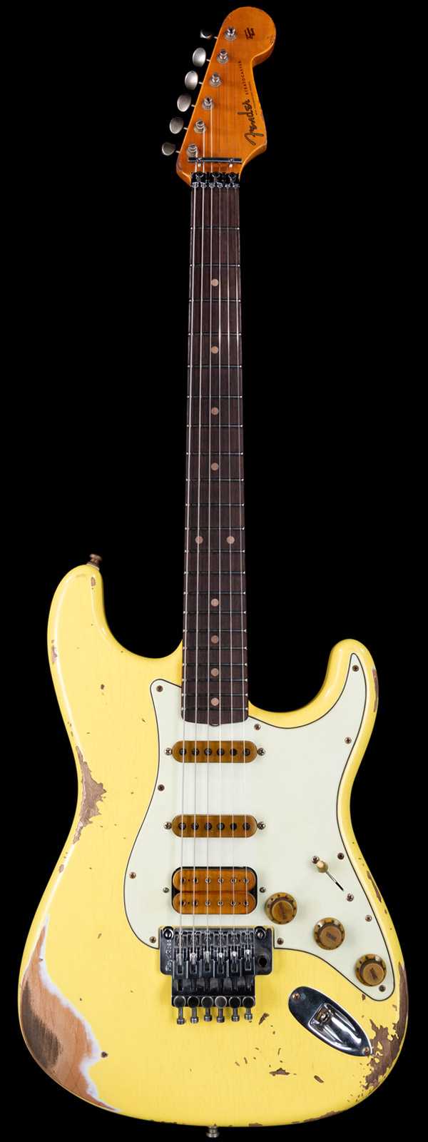 Fender Custom Shop Alley Cat Stratocaster Heavy Relic HSS Floyd Rose Rosewood Board Graffiti Yellow