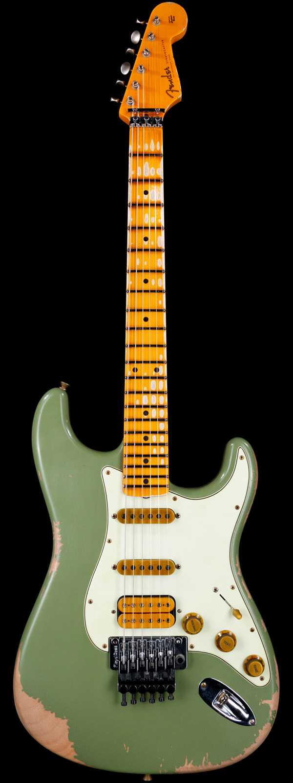 Fender Custom Shop Alley Cat Stratocaster Heavy Relic HSS Floyd Rose Rosewood Board Faded Army Drab Green