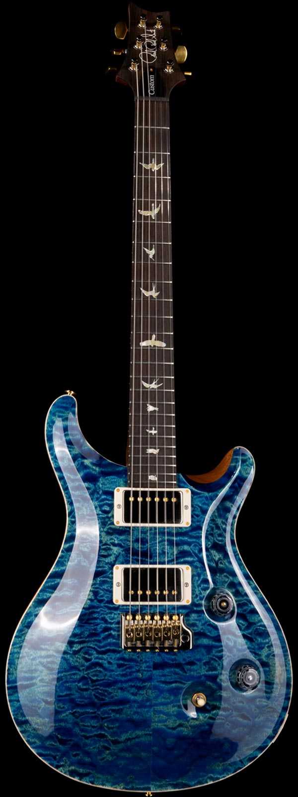 PRS Wood Library Custom 24 Quilt Maple 10 Top Brazilian Rosewood Board River Blue