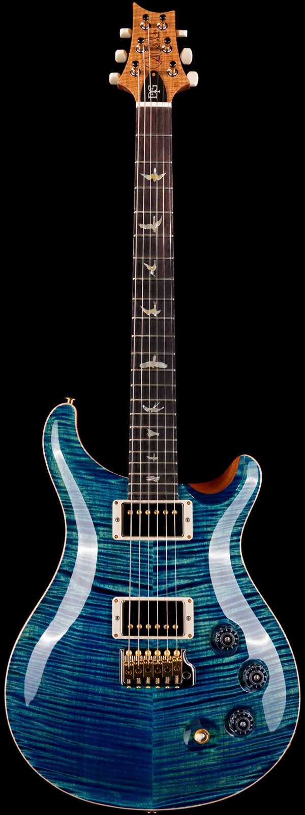 PRS Wood Library DGT Flame Maple 10 Top Brazilian Rosewood Board River Blue