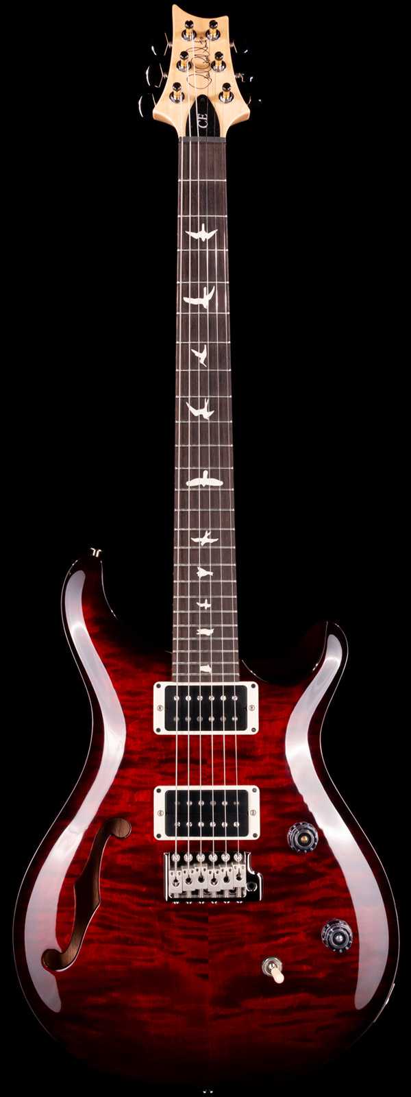 PRS CE 24 Semi-Hollow Flame Maple Top Rosewood Board Cherry Red Burst