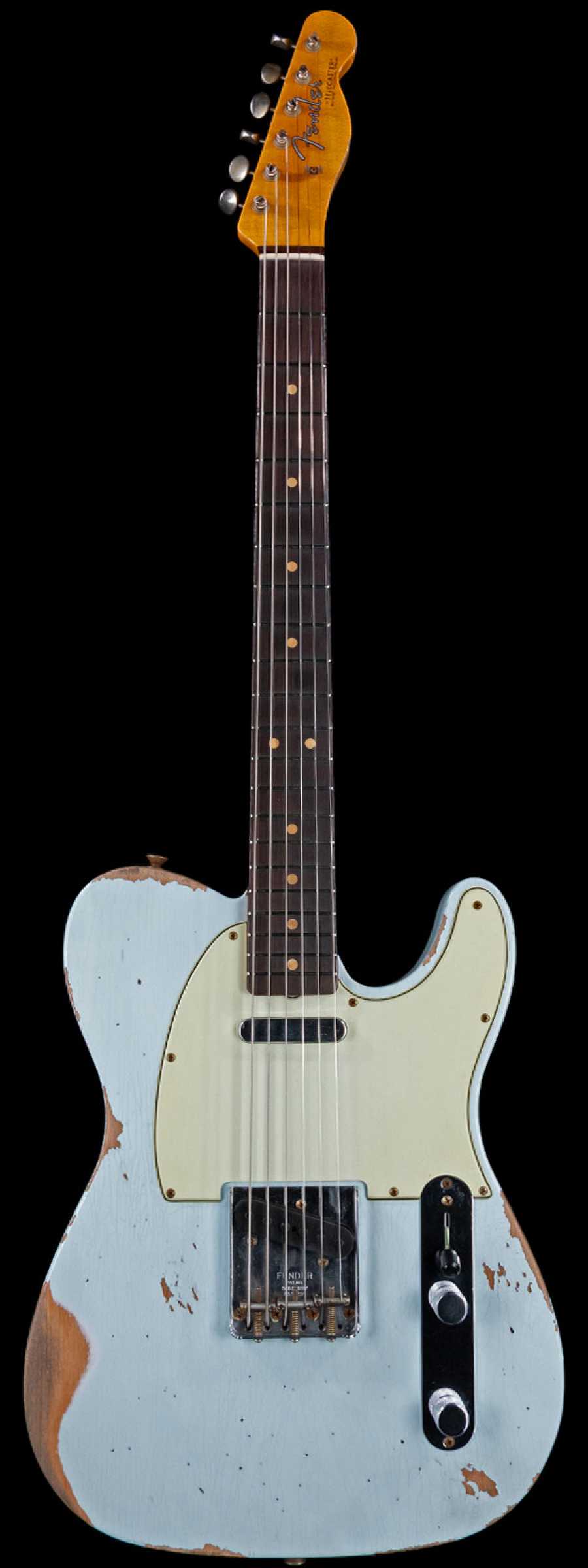 Fender Custom Shop 1963 Telecaster Heavy Relic Rosewood Board Faded Sonic  Blue