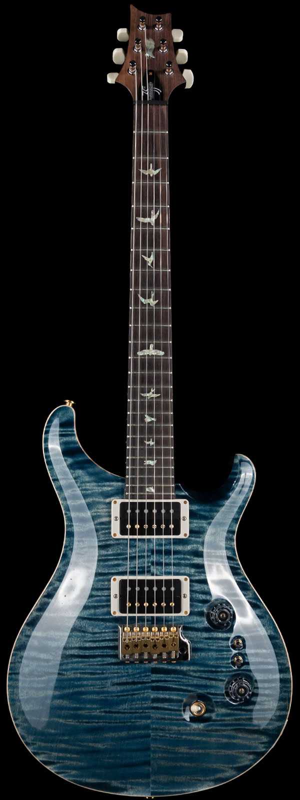 PRS 2019 Custom 24 35th Anniversary 10 Top Flame Maple Pattern Thin Carve Faded Whale Blue