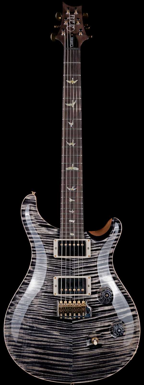 PRS Wood Library Custom 24 10 Top Flame Maple Brazilian Board Mahogany Back Pattern Thin Neck Carve Charcoal