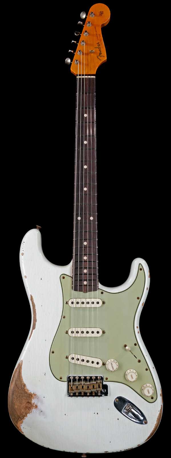 Fender Custom Shop 1963 Stratocaster Heavy Relic Rosewood Board Aged Olympic White
