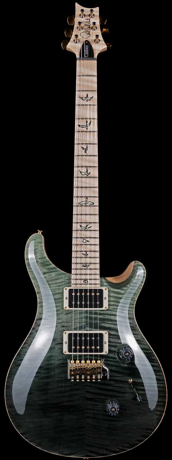 PRS Wood Library Custom 24 10 Top Flame Maple Neck Swamp Ash Body Trampas Green Fade