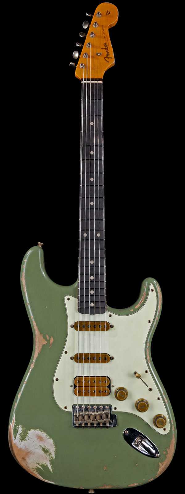 Fender Custom Shop Alley Cat 2.0 Stratocaster Heavy Relic HSS Rosewood Board Vintage Trem Faded Drab Green