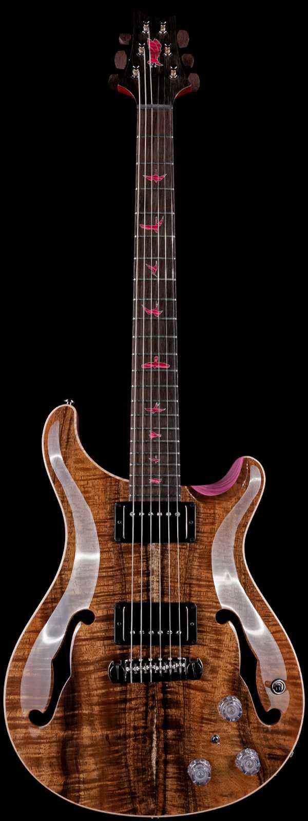 PRS Private Stock 9653 Hollowbody II Koa Top Brazilian Fretboard Natural with Bonnie Pink Ash Stain Middle