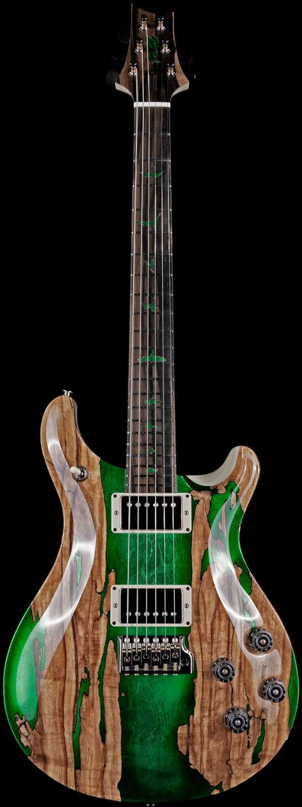 PRS Private Stock 9793 McCarty 594 Spalted Maple Silver Leaf Toned Bright Green