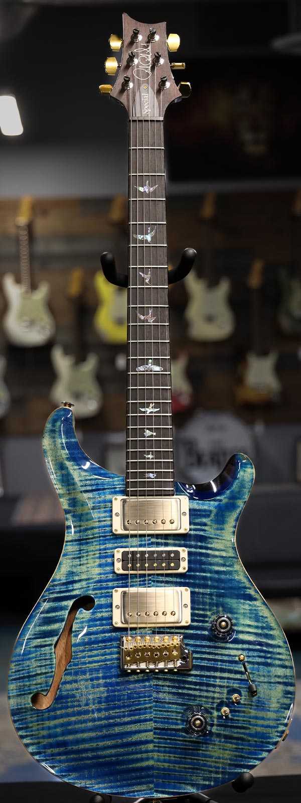 PRS Wood Library Special 22 Flame 10-Top Rosewood Fretboard Stained Maple Neck River Blue