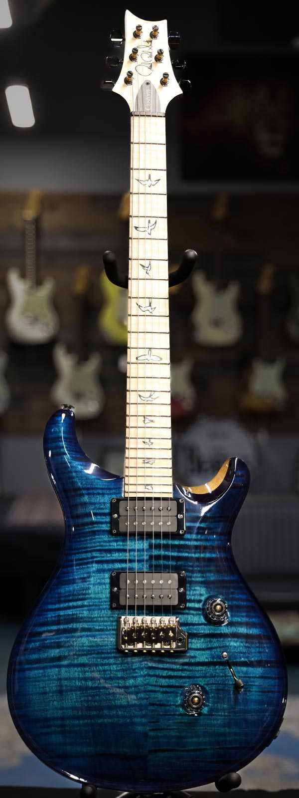 PRS Wood Library Custom 24 Flame Maple 10-Top Flame Maple Neck Cobalt Blue Smokeburst