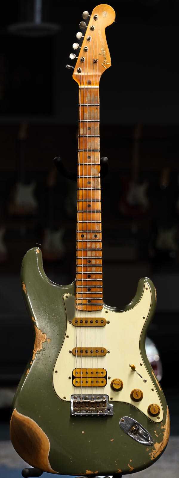 WildCat Exclusive Fender Custom Shop Alley Cat Strat Floyd Rose Maple Neck and Board Drab Green