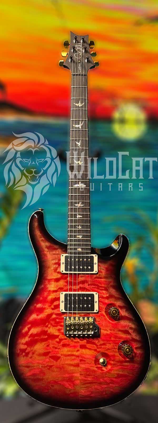 PRS Wood LIbrary Custom 24 Quilt 10-Top Blood Orange Smokeburst 0360483