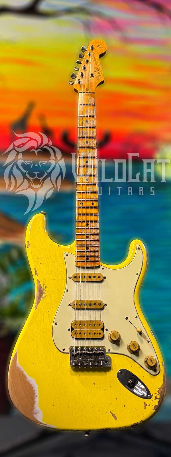 WildCat Exclusive Fender Custom Shop Alley Cat Strat “Vintage” Graffiti Yellow R127988