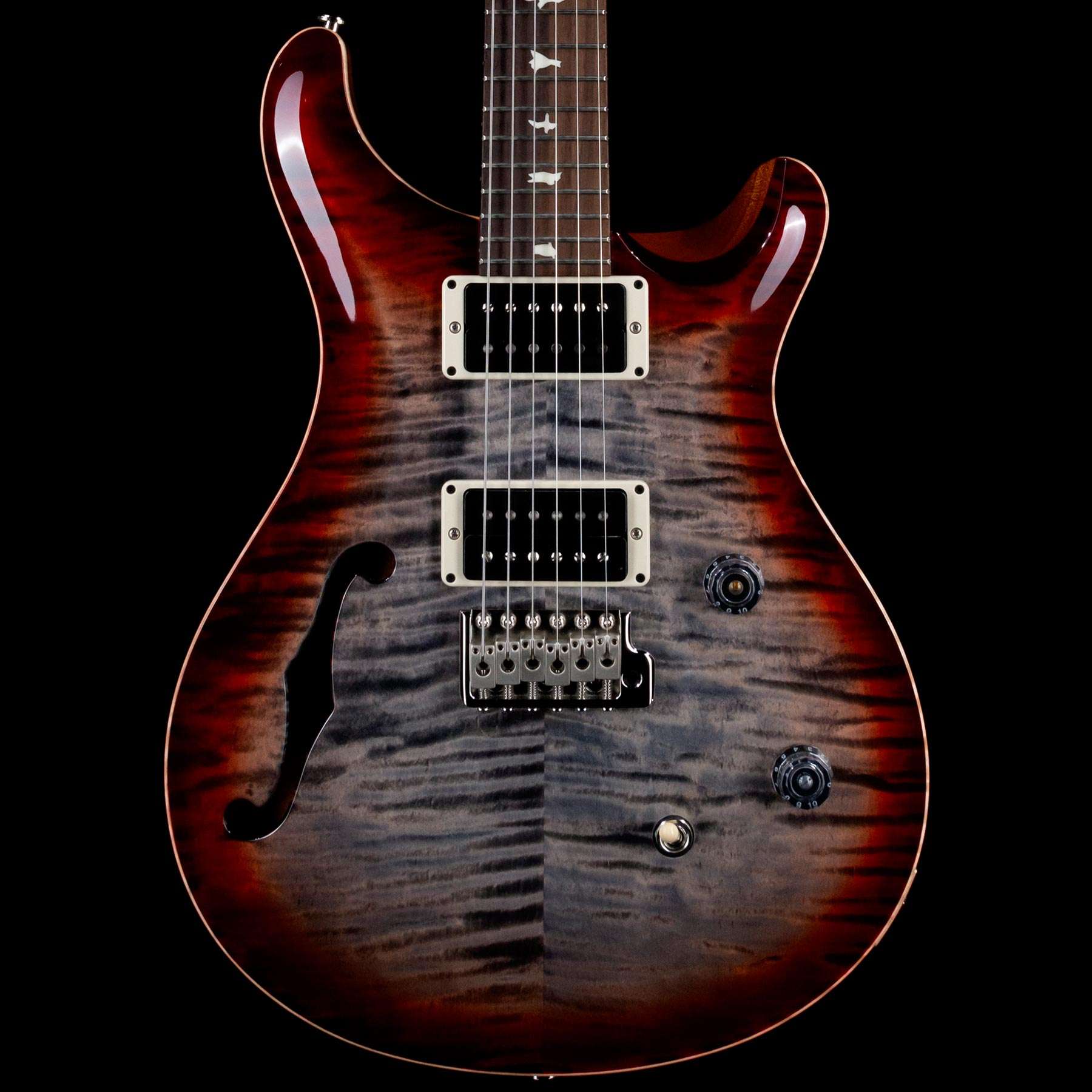 Prs Ce 24 Semi-hollow Flame Maple Top Rosewood Board Faded Grey Black 