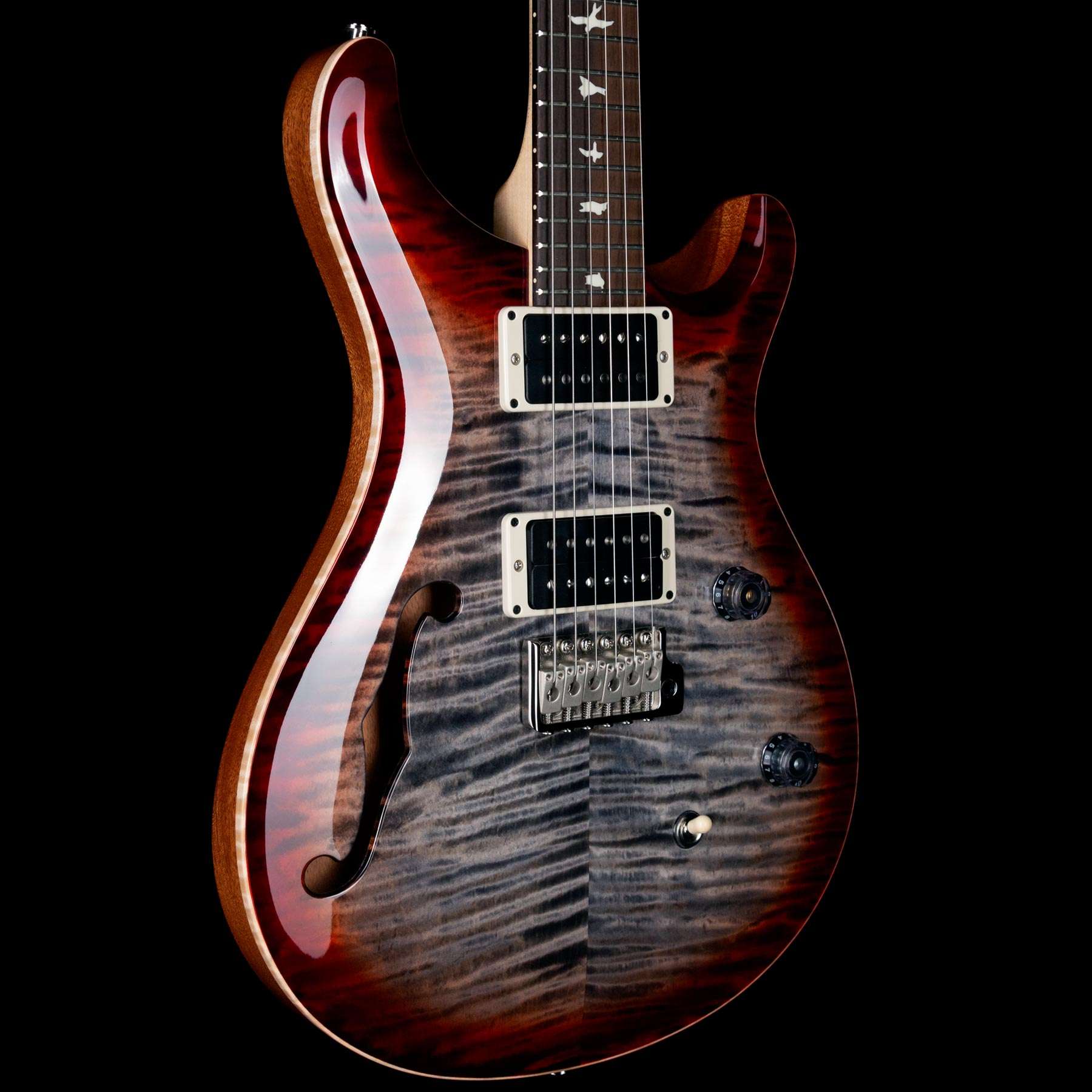 PRS CE 24 Semi-Hollow Flame Maple Top Rosewood Board Faded Grey Black ...