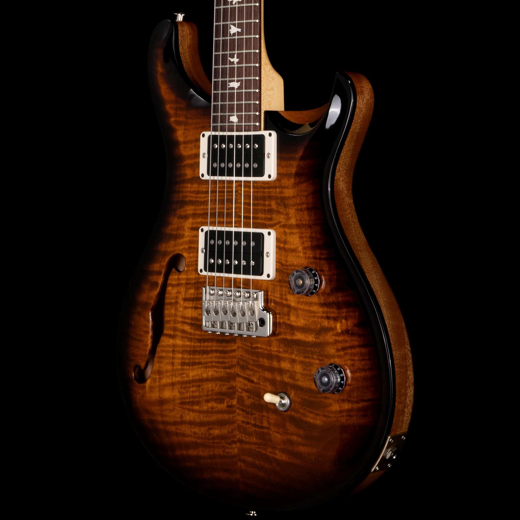 PRS CE 24 Semi-Hollow Flame Maple Top Rosewood Board Burnt Amber Smoke ...