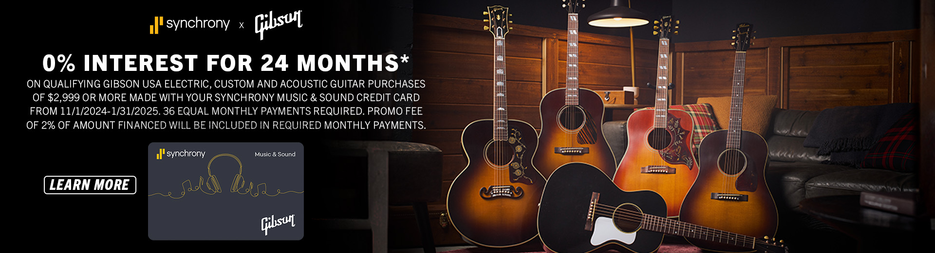 Gibson x Synchrony no interest 24 months acoustic